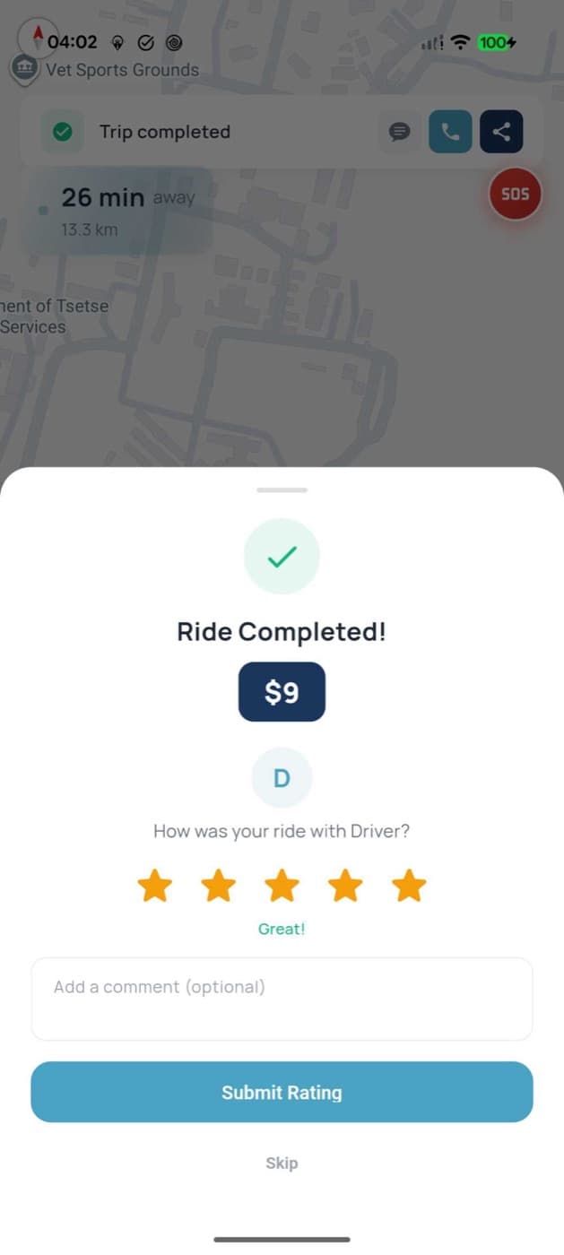 Rate your completed ride